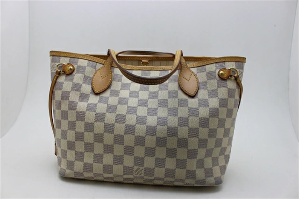 LOUIS VUITTON Azur White Neverfull Tote Bag